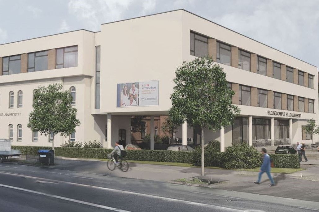 Visualisierte Darstellung des Bildungscampus für Gesundheit- und Sozialberufe St. Johannisstift GmbH in Paderborn, Nordrhein-Westfalen